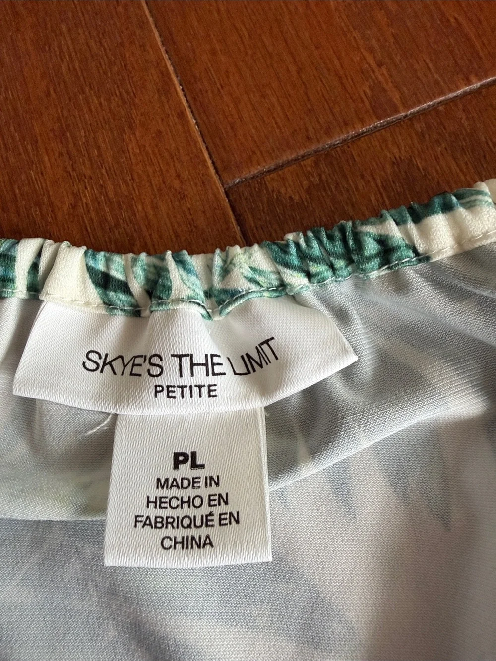 Skye's the Limit White Top with Green Palm Print Tie Front